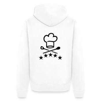 (koch_3_1f_) - Unisex Premium Bio Zip Hoodie - Weiß - Hinten - Thijin (182cm)