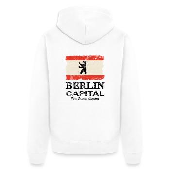 Berlin Vintage Flag - Unisex Premium Organic Zip Hoodie - white - Back - Thijin (182cm)