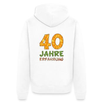 40 Jahre Erfahrung - bunt - Unisex Premium Bio Zip Hoodie - Weiß - Hinten - Thijin (182cm)