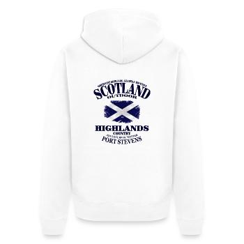 Highlands - Scotland Vintage Flag - Unisex Premium Bio Zip Hoodie - Weiß - Hinten - Thijin (182cm)