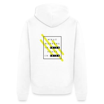 WHAT HAPPENS IN IBIZA STAYS IN IBIZA - Unisex Premium Organic Zip Hoodie - white - Back - Thijin (182cm)