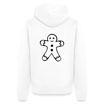 lebkuchenmann_01 - Unisex Premium Bio Zip Hoodie - Weiß - Hinten - Thijin (182cm)