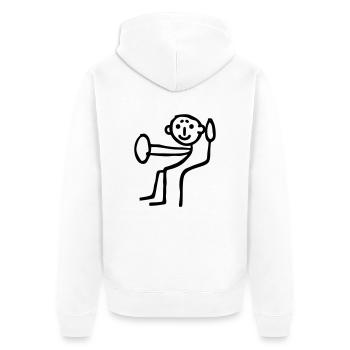 Strichmännchen Auto fahren - Unisex Premium Bio Zip Hoodie - Weiß - Hinten - Thijin (182cm)