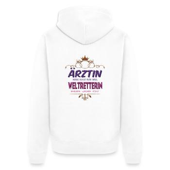Ärztin Weltretterin - Unisex Premium Bio Zip Hoodie - Weiß - Hinten - Thijin (182cm)