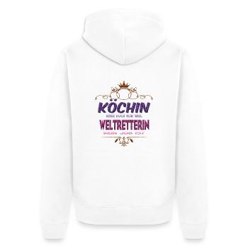 Köchin Weltretterin - Unisex Premium Bio Zip Hoodie - Weiß - Hinten - Thijin (182cm)