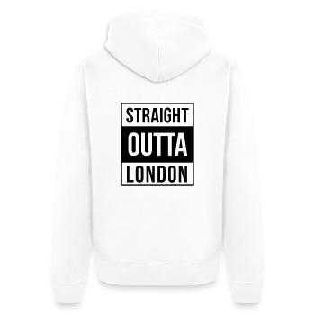 london - Unisex Premium Bio Zip Hoodie - Weiß - Hinten - Thijin (182cm)