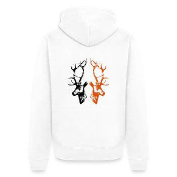 hirsche - Unisex Premium Bio Zip Hoodie - Weiß - Hinten - Thijin (182cm)