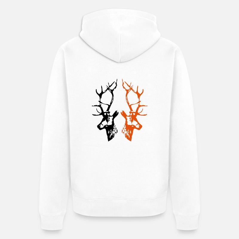 hirsche - Unisex Premium Bio Zip Hoodie - Weiß
