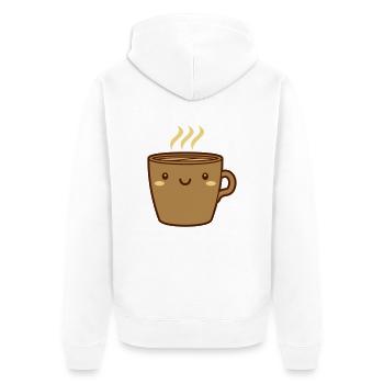 Niedliche Kaffee Tasse - Unisex Premium Bio Zip Hoodie - Weiß - Hinten - Thijin (182cm)
