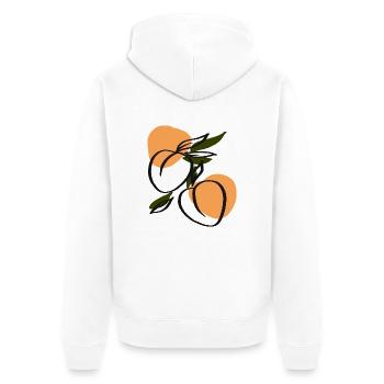 saftige Pfirsiche - Unisex Premium Bio Zip Hoodie - Weiß - Hinten - Thijin (182cm)