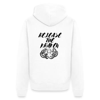 RELEASE THE KRAKEN - Unisex Premium Organic Zip Hoodie - white - Back - Thijin (182cm)