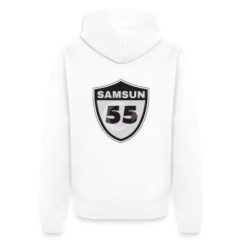 Samsun - Unisex Premium Bio Zip Hoodie - Weiß - Hinten - Thijin (182cm)