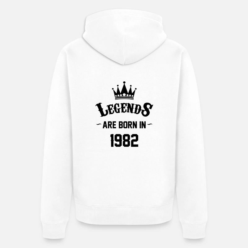 Les légendes naissent en 1982 - Veste à capuche bio Premium Unisexe - blanc
