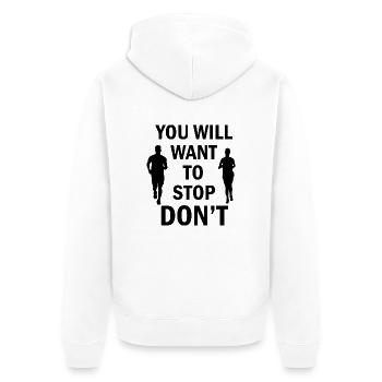 Triathlon Swim Bike Run Marathon - Unisex Premium Bio Zip Hoodie - Weiß - Hinten - Thijin (182cm)
