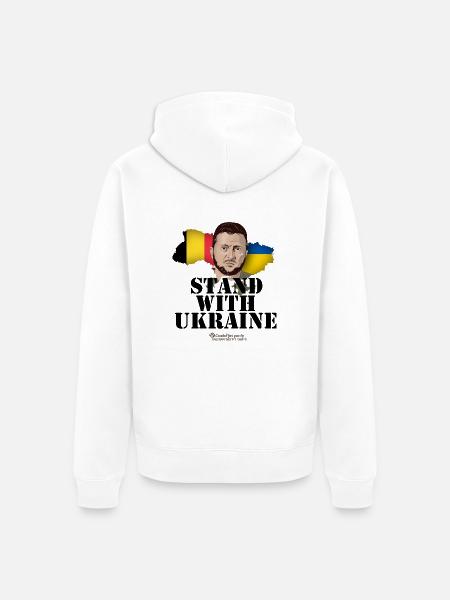 Ukraine Belgium Stand with Ukraine - Unisex Premium Organic Zip Hoodie - white