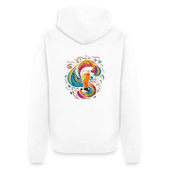 Cooles kreatives buntes Bier Motiv - Unisex Premium Bio Zip Hoodie - Weiß - Hinten - Thijin (182cm)