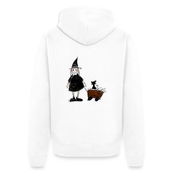 Bücher und Hexe - Unisex Premium Bio Zip Hoodie - Weiß - Hinten - Thijin (182cm)