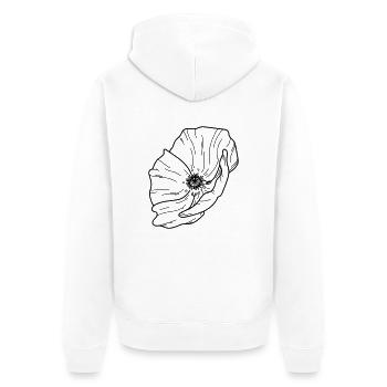 Mohn Blume - Unisex Premium Bio Zip Hoodie - Weiß - Hinten - Thijin (182cm)