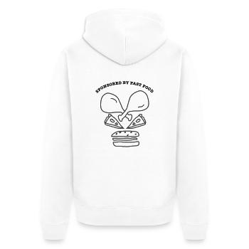 Skull SponsoredByFastFood - Unisex Premium Organic Zip Hoodie - white - Back - Thijin (182cm)