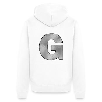 Lettre G Argent - Veste à capuche bio Premium Unisexe - blanc - Dos - Thijin (182cm)