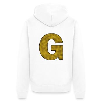Lettre G Or - Veste à capuche bio Premium Unisexe - blanc - Dos - Thijin (182cm)