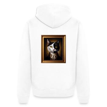 Portrait d’un chat confiant - Veste à capuche bio Premium Unisexe - blanc - Dos - Thijin (182cm)