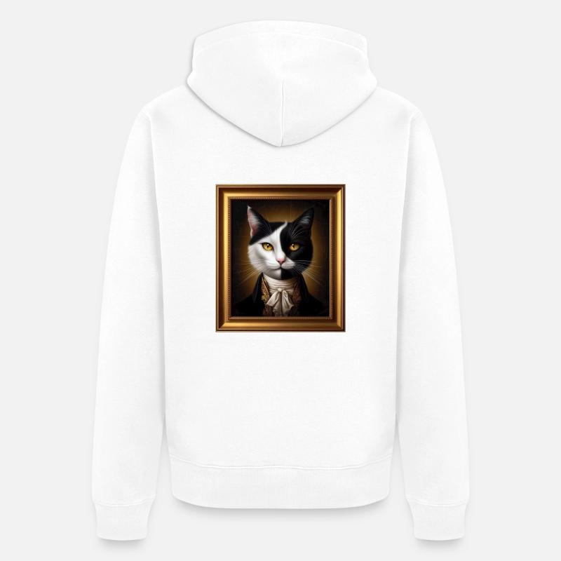 Portrait d’un chat confiant - Veste à capuche bio Premium Unisexe - blanc