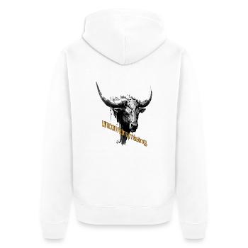 unnachgiebiger Stier - Unisex Premium Bio Zip Hoodie - Weiß - Hinten - Thijin (182cm)