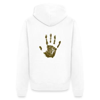 Empreinte de main, identité peinte, doigts et paume - Veste à capuche bio Premium Unisexe - blanc - Dos - Thijin (182cm)