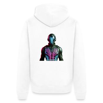 Cyber Rebellion - Digital Phantom - Unisex Premium Bio Zip Hoodie - Weiß - Hinten - Thijin (182cm)