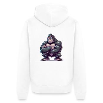 Gorilla Funny Comic - Unisex Premium Organic Zip Hoodie - white - Back - Thijin (182cm)