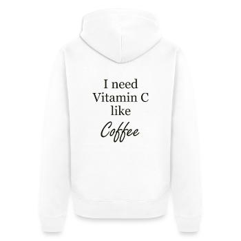 I need Vitamin C like Coffee Geschenk - Unisex Premium Bio Zip Hoodie - Weiß - Hinten - Thijin (182cm)