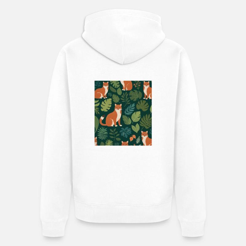 Ein Fuchs zwischen den Blättern - Unisex Premium Bio Zip Hoodie - Weiß