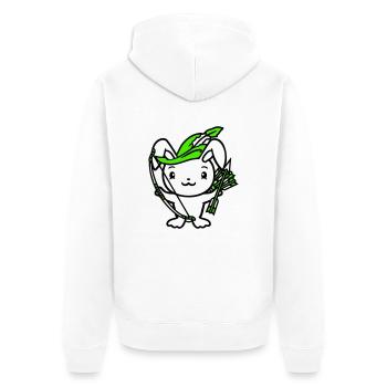 Lapin flèche arc plume chapeau archer médiéval - Veste à capuche bio Premium Unisexe - blanc - Dos - Thijin (182cm)