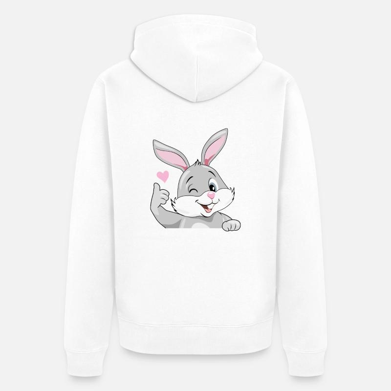 Sourire clin d’œil lapin aime - Veste à capuche bio Premium Unisexe - blanc