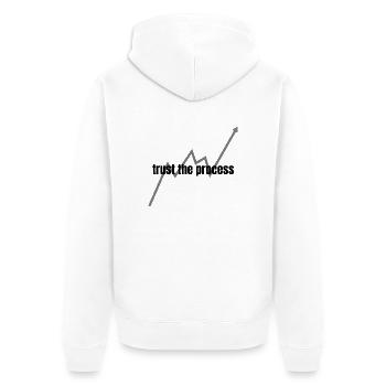 trust the process - Unisex Premium Organic Zip Hoodie - white - Back - Thijin (182cm)