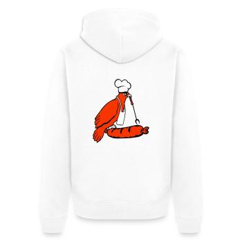 Oiseau griller des saucisses griller délicieusement manger des saucisses - Veste à capuche bio Premium Unisexe - blanc - Dos - Thijin (182cm)