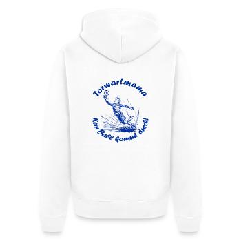 Torwart Mama - blau - Unisex Premium Bio Zip Hoodie - Weiß - Hinten - Thijin (182cm)