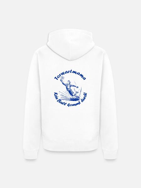 Torwart Mama - blau - Unisex Premium Bio Zip Hoodie - Weiß