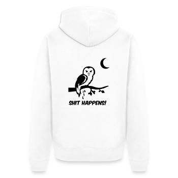 eule shit happens - Unisex Premium Bio Zip Hoodie - Weiß - Hinten - Thijin (182cm)