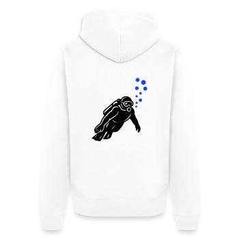 Taucher Silhouette - Unisex Premium Bio Zip Hoodie - Weiß - Hinten - Thijin (182cm)