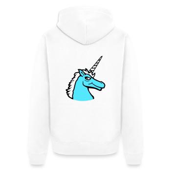 Licorne Cool Guy Sourire Maléfique Cheval de dessin animé - Veste à capuche bio Premium Unisexe - blanc - Dos - Thijin (182cm)