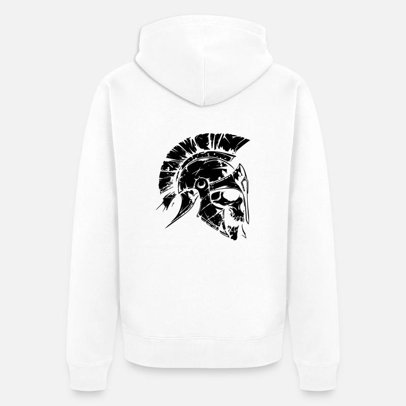 Crâne de Sparte 01 - Veste à capuche bio Premium Unisexe - blanc