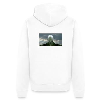 concorde & Sonnenstrahlen 120dpi - Unisex Premium Bio Zip Hoodie - Weiß - Hinten - Thijin (182cm)