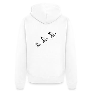 Origami - Unisex Premium Bio Zip Hoodie - Weiß - Hinten - Thijin (182cm)
