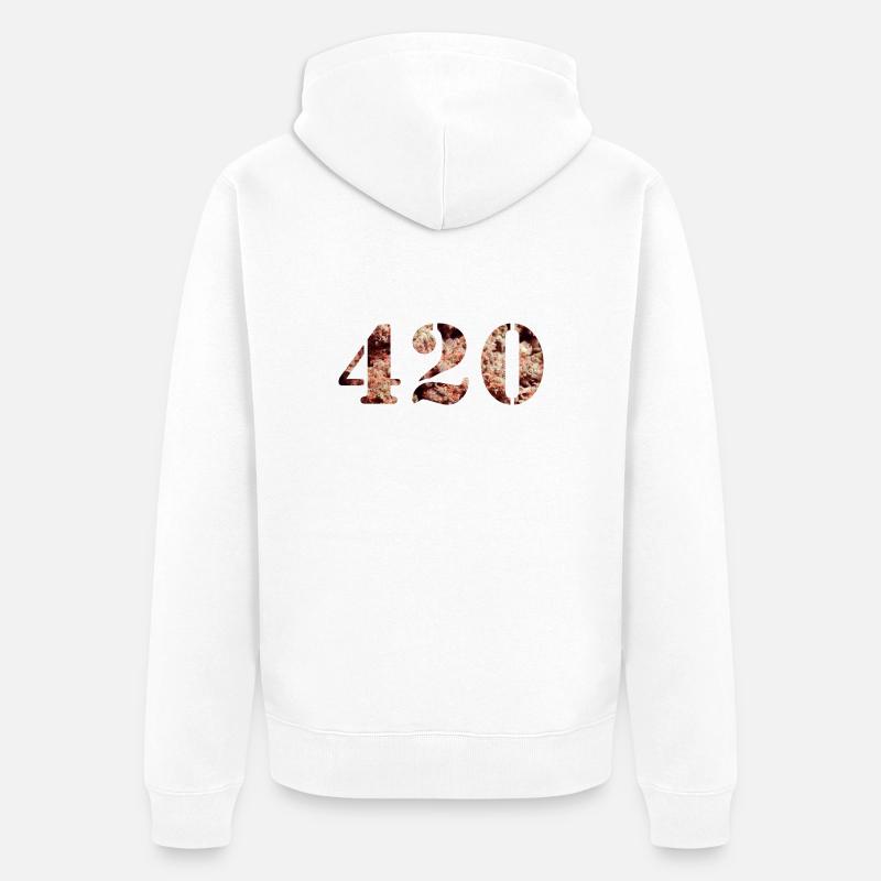 420 Weed - Veste à capuche bio Premium Unisexe - blanc