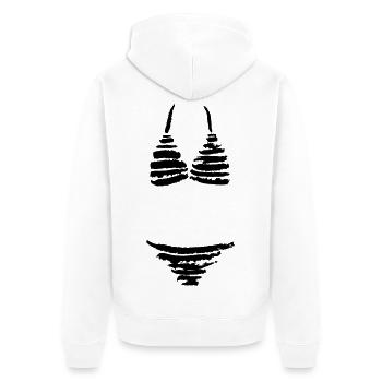 Gestreifter Bikini - Unisex Premium Bio Zip Hoodie - Weiß - Hinten - Thijin (182cm)