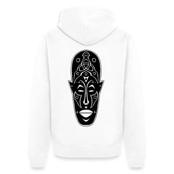 Seltsame afrikanische Maske - Unisex Premium Bio Zip Hoodie - Weiß - Hinten - Thijin (182cm)