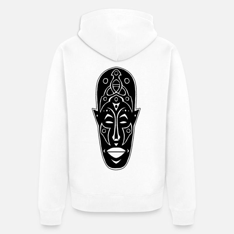 Masque africain étrange - Veste à capuche bio Premium Unisexe - blanc