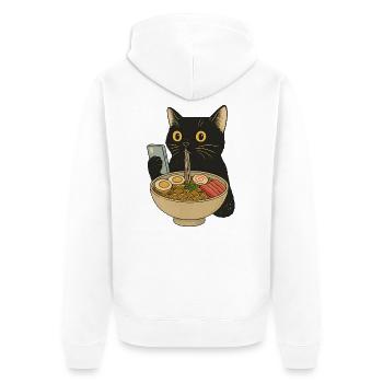 Chemise Ramen Cat Vintage – Cute Retro Kitty - Veste à capuche bio Premium Unisexe - blanc - Dos - Thijin (182cm)
